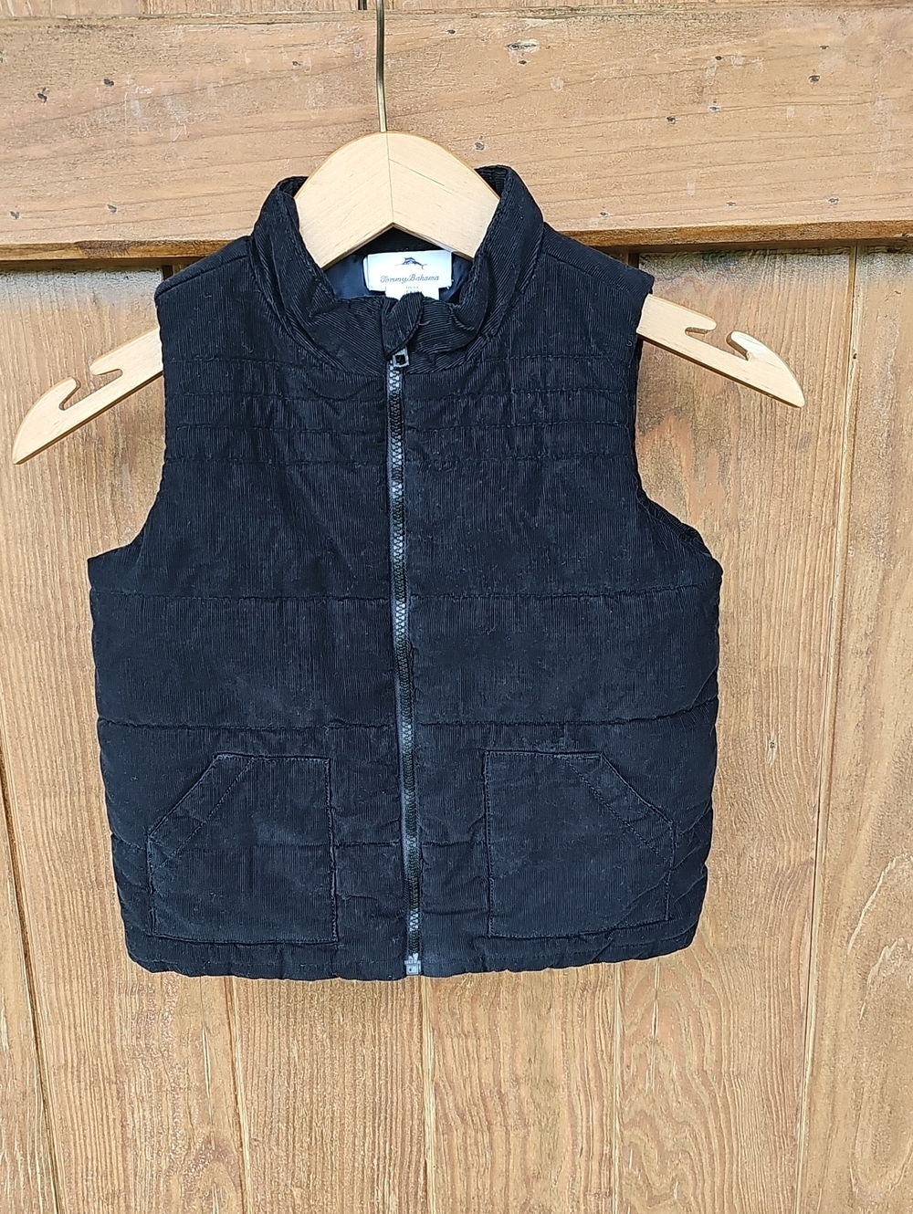Tommy Bahama Black Corduroy Kids Vest with Marlin Logo